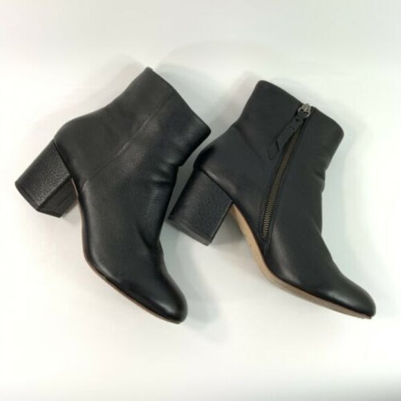 Splendid Pebbled Leather Ankle Block Heel Bootie Black 9.5 - Picture 5 of 11